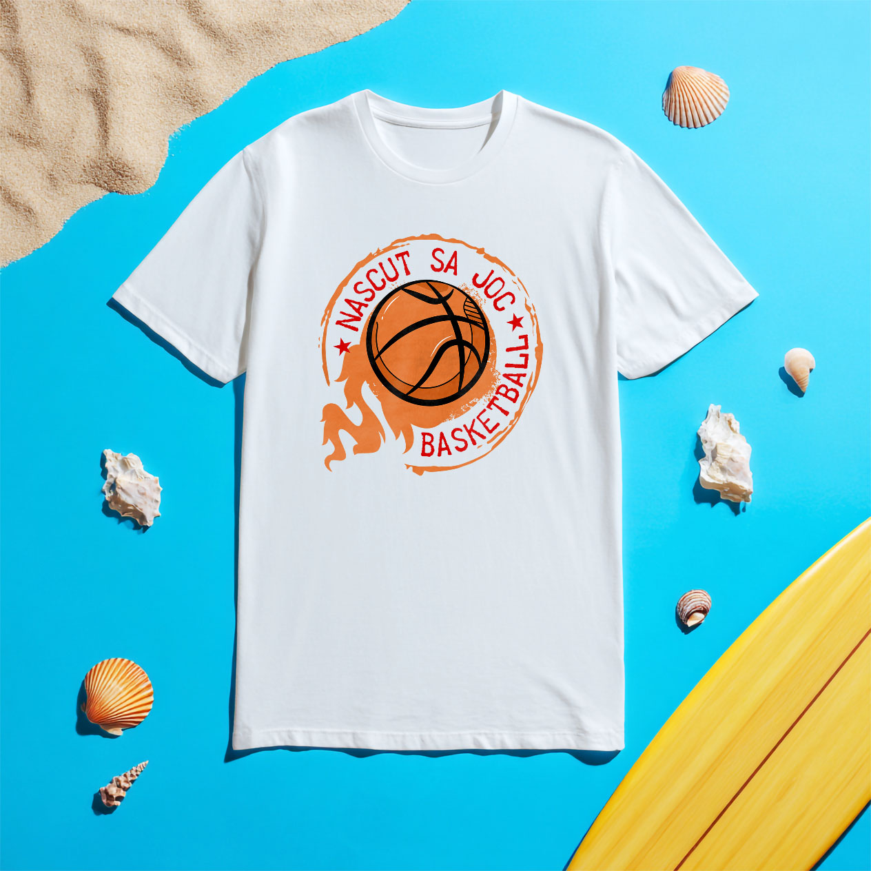 Tricou Femei, Barbati, Copii, Fata, Baiat, Unisex Personalizat Minge Baschet Flăcări – Cadou Motivațional „Născut Să Joc” pentru Iubitorii Sportului [4]