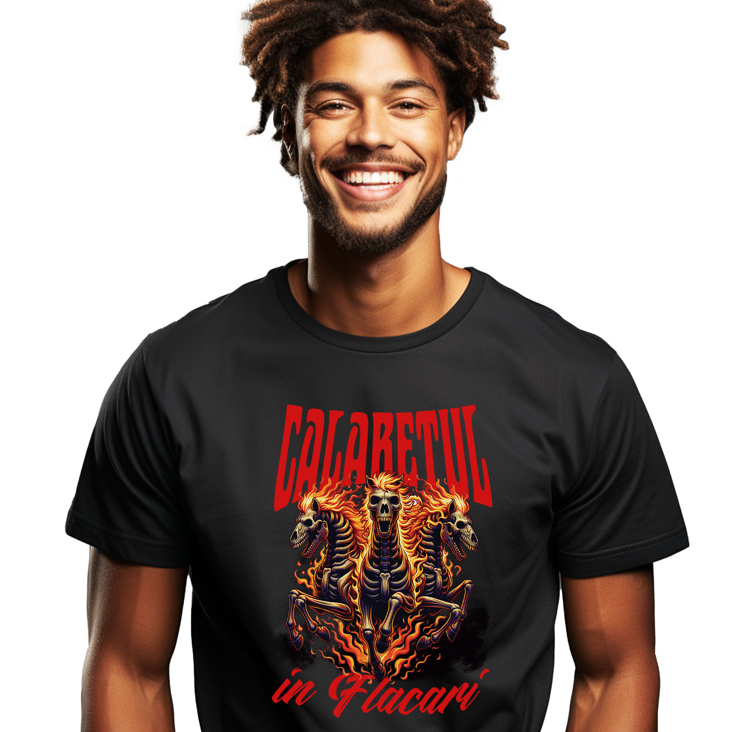 SuperEroi si Personaje TV - Tricou Femei, Barbati, Copii, Fata, Baiat, Unisex Personalizat Schelete și Cai în Flăcări - Calaretul în Flăcări Halloween - Cadouri Personalizate Groază