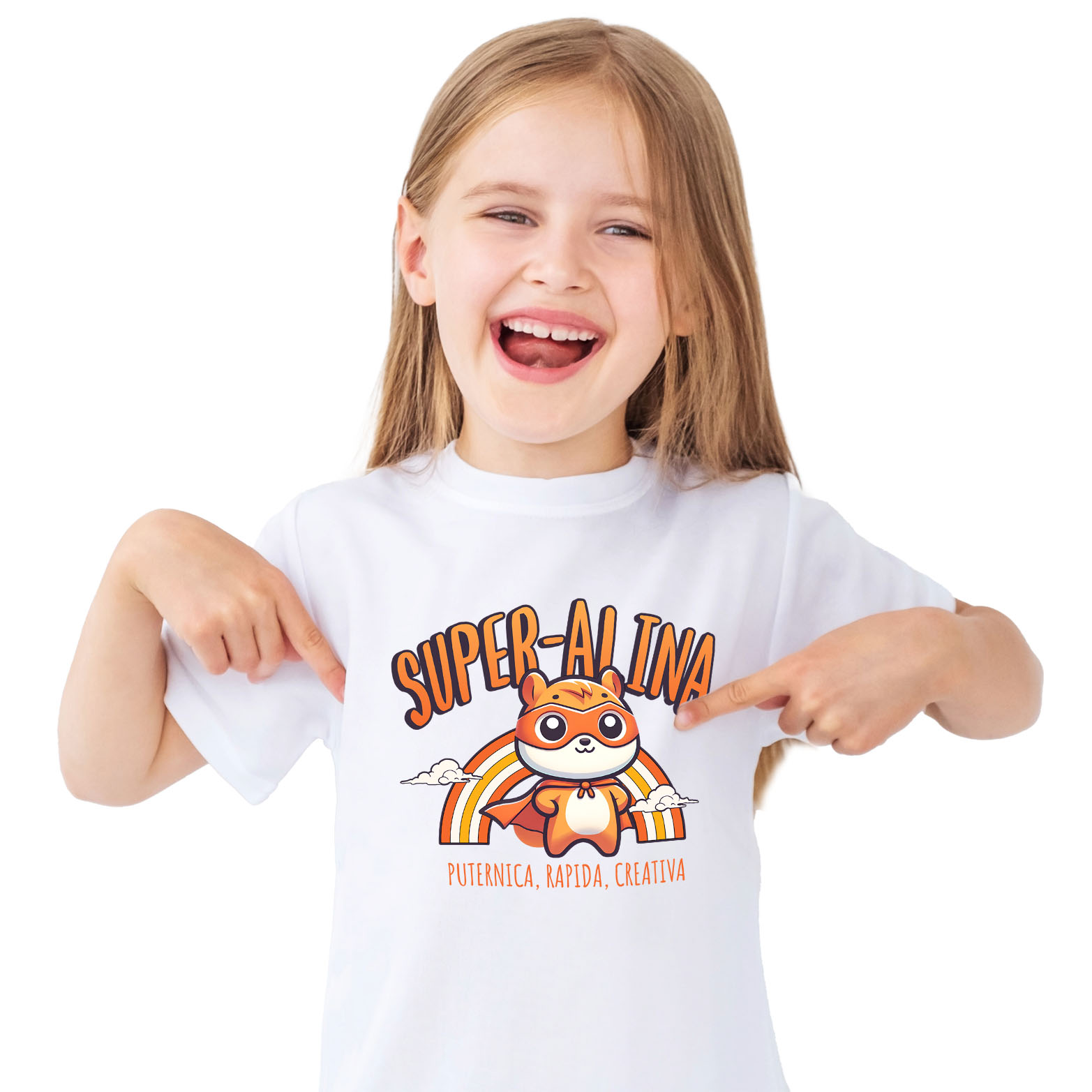 SuperEroi si Personaje TV - Tricou Femei, Barbati, Copii, Fata, Baiat, Unisex Personalizat Veverița Cu Masca Și Pelerină De Super Erou Curcubeu – Cadou Personalizat Pentru Copii