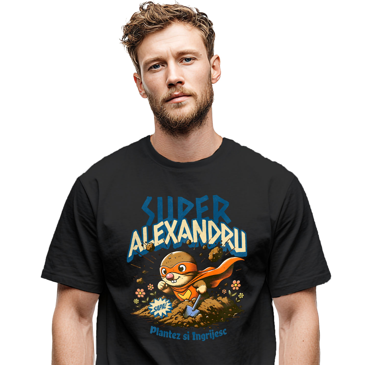 SuperEroi si Personaje TV - Tricou Femei, Barbati, Copii, Fata, Baiat, Unisex Personalizat Cârtița Cu Mască Și Pelerină Roșie Super Erou – Cadou Personalizat Pentru Alexandru