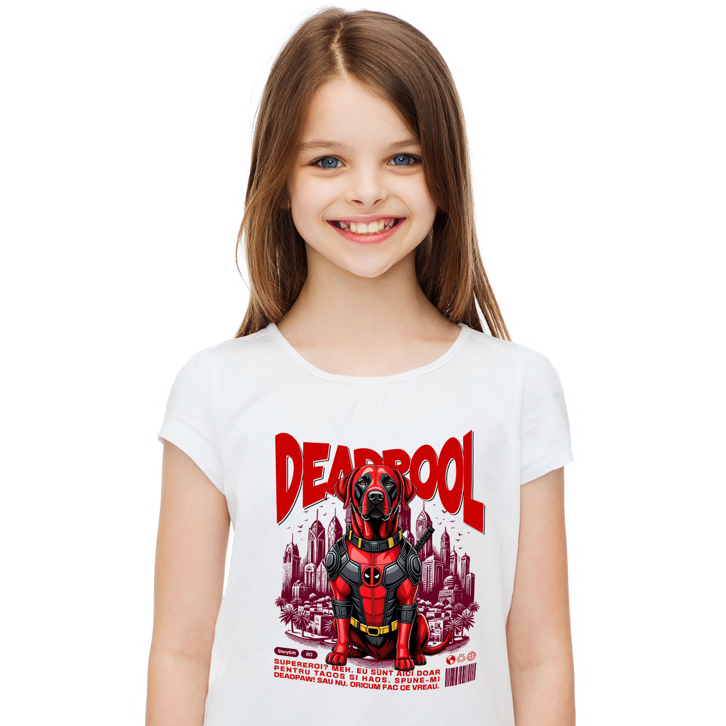 Tricou Femei, Barbati, Copii, Fata, Baiat, Unisex Personalizat Labrador Retriever în Costum Deadpool - Cadou Personalizat pentru Copii și Familie [1]
