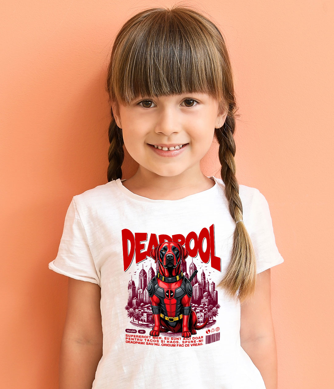 Tricou Femei, Barbati, Copii, Fata, Baiat, Unisex Personalizat Labrador Retriever în Costum Deadpool - Cadou Personalizat pentru Copii și Familie [3]
