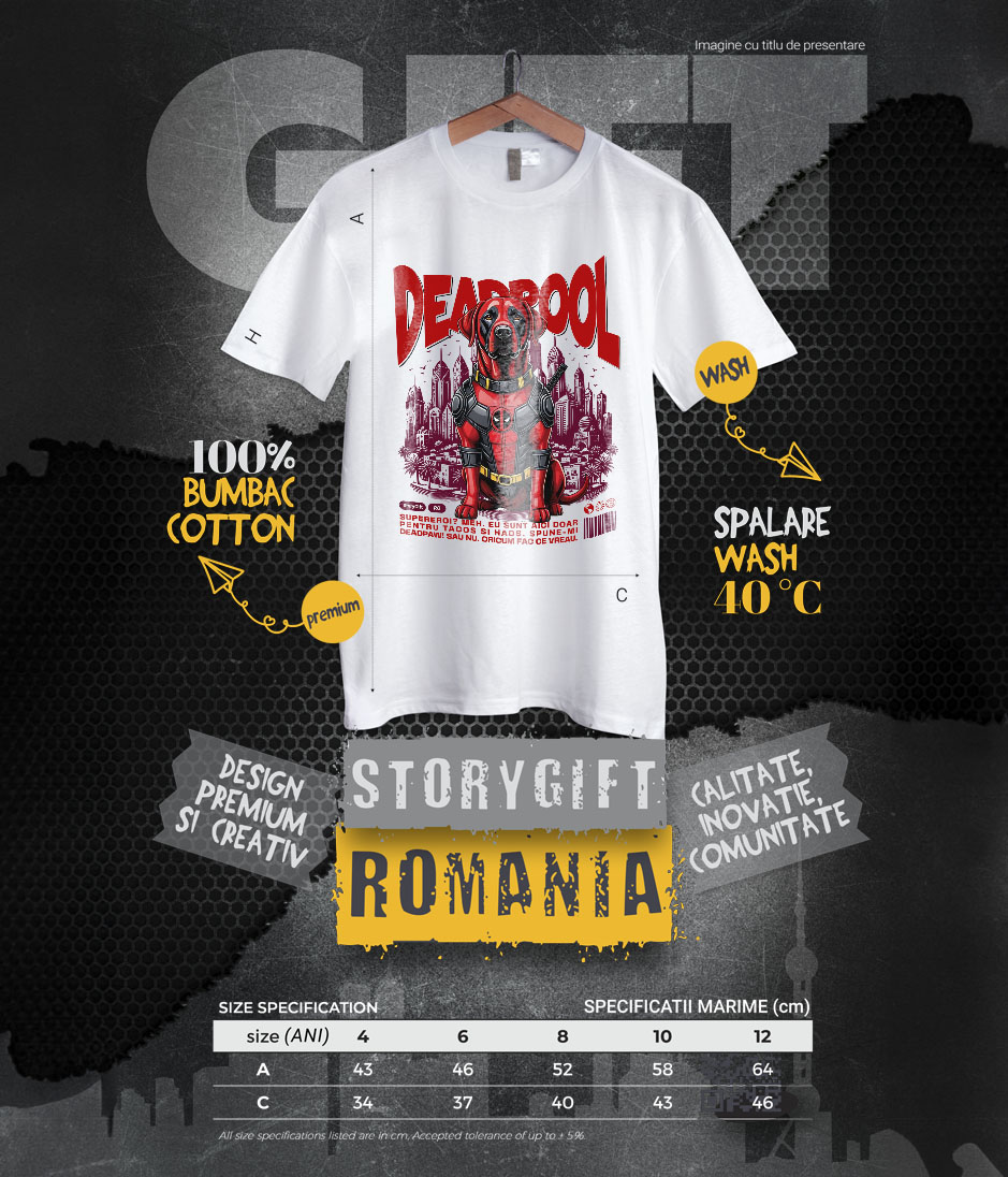 Tricou Femei, Barbati, Copii, Fata, Baiat, Unisex Personalizat Labrador Retriever în Costum Deadpool - Cadou Personalizat pentru Copii și Familie [5]