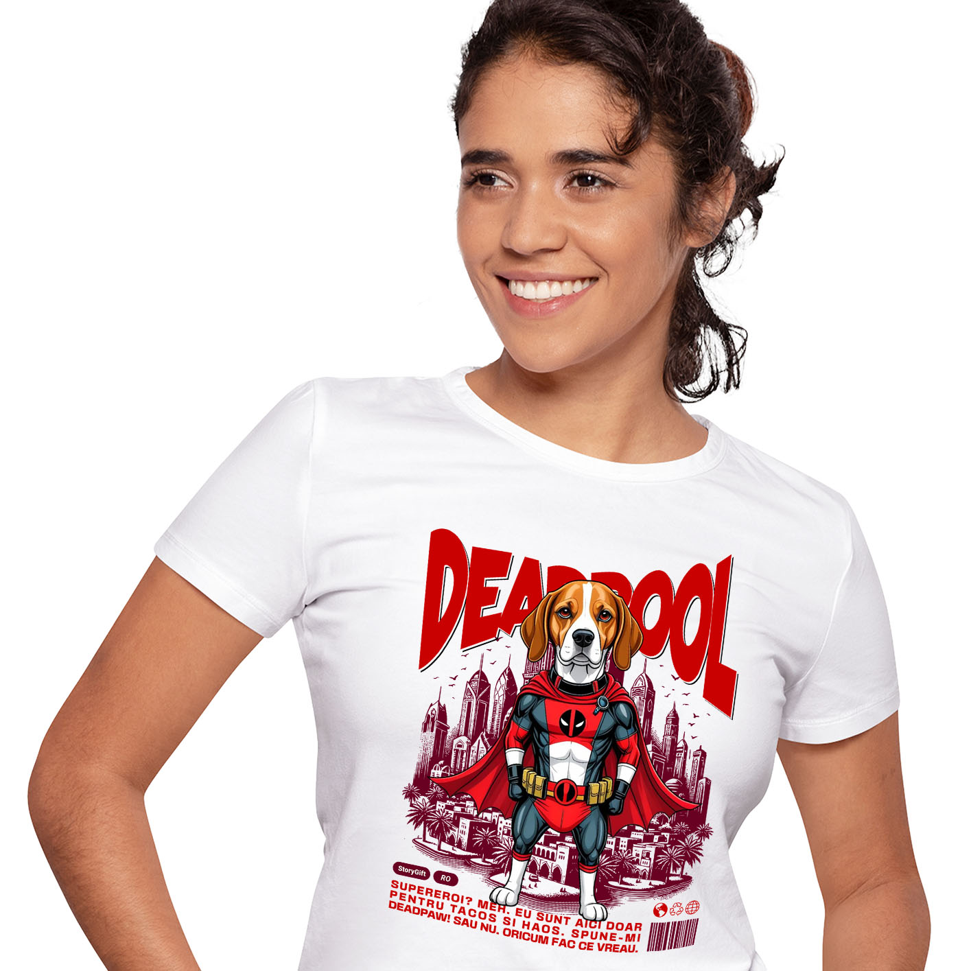 Tricou Femei, Barbati, Copii, Fata, Baiat, Unisex Personalizat Boxer în Costum Deadpool - Cadou Personalizat pentru Copii și Familie