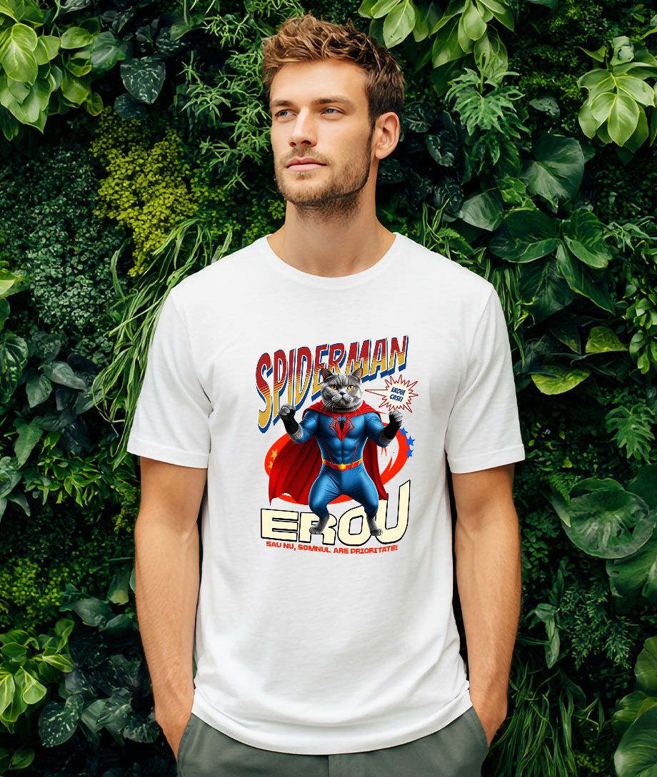 Tricou Femei, Barbati, Copii, Fata, Baiat, Unisex Personalizat British Shorthair în Costum Spider-Man - Cadou Personalizat pentru Copii și Familie [1]