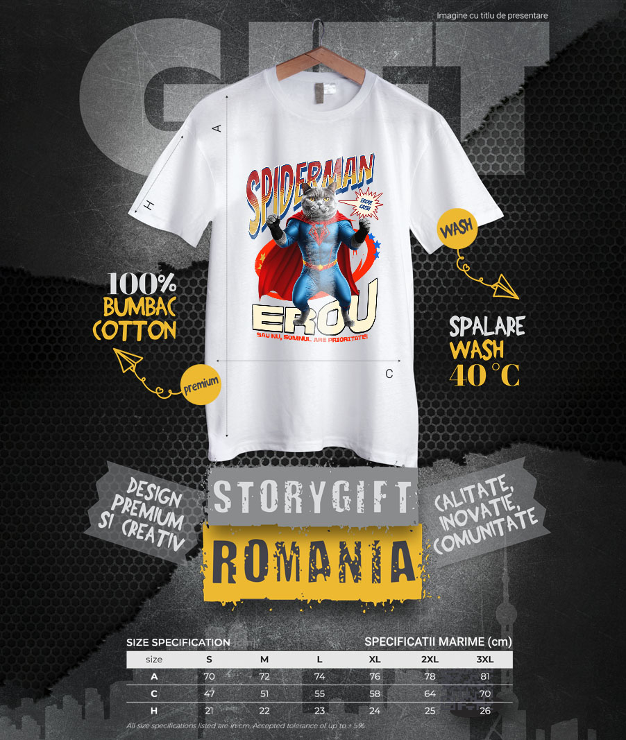 Tricou Femei, Barbati, Copii, Fata, Baiat, Unisex Personalizat British Shorthair în Costum Spider-Man - Cadou Personalizat pentru Copii și Familie [3]