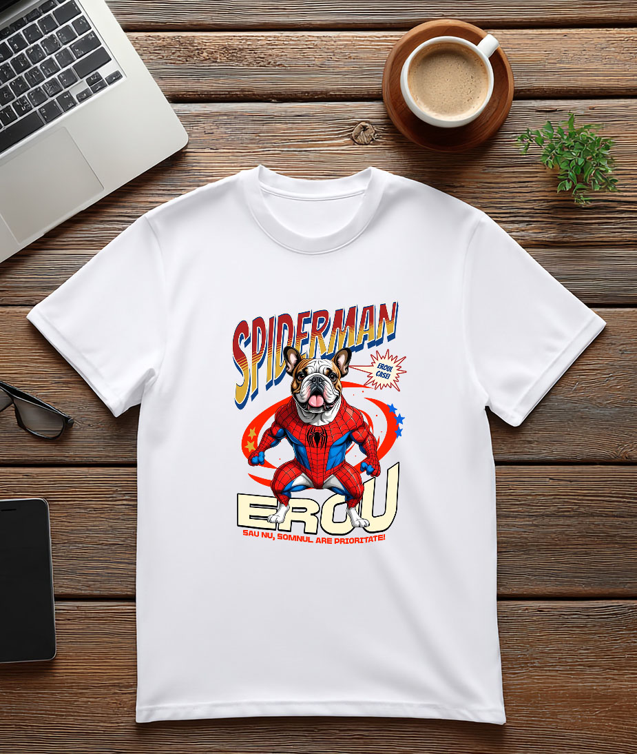 Tricou Femei, Barbati, Copii, Fata, Baiat, Unisex Personalizat Bulldog în Costum Spider-Man - Cadou Personalizat pentru Copii și Familie [2]