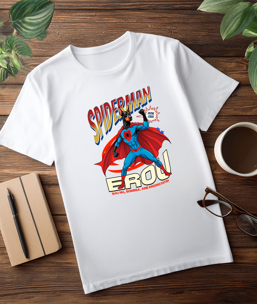 Tricou Femei, Barbati, Copii, Fata, Baiat, Unisex Personalizat Doberman Pinscher în Costum Spider-Man - Cadou Personalizat pentru Copii și Familie [2]