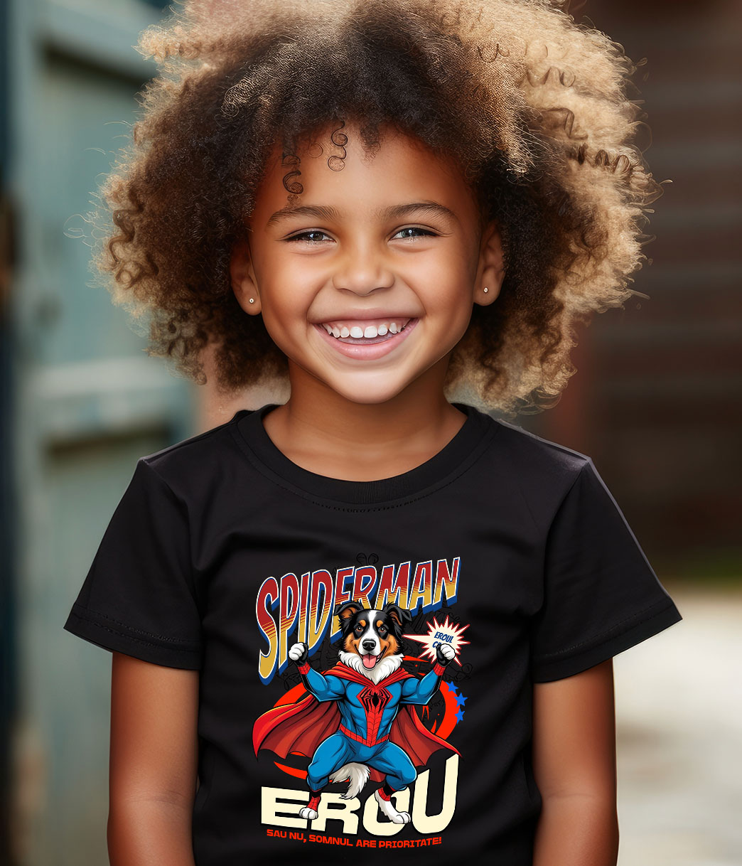 Tricou Femei, Barbati, Copii, Fata, Baiat, Unisex Personalizat Ciobănesc Australian în Costum Spider-Man - Cadou Personalizat pentru Copii și Familie [3]