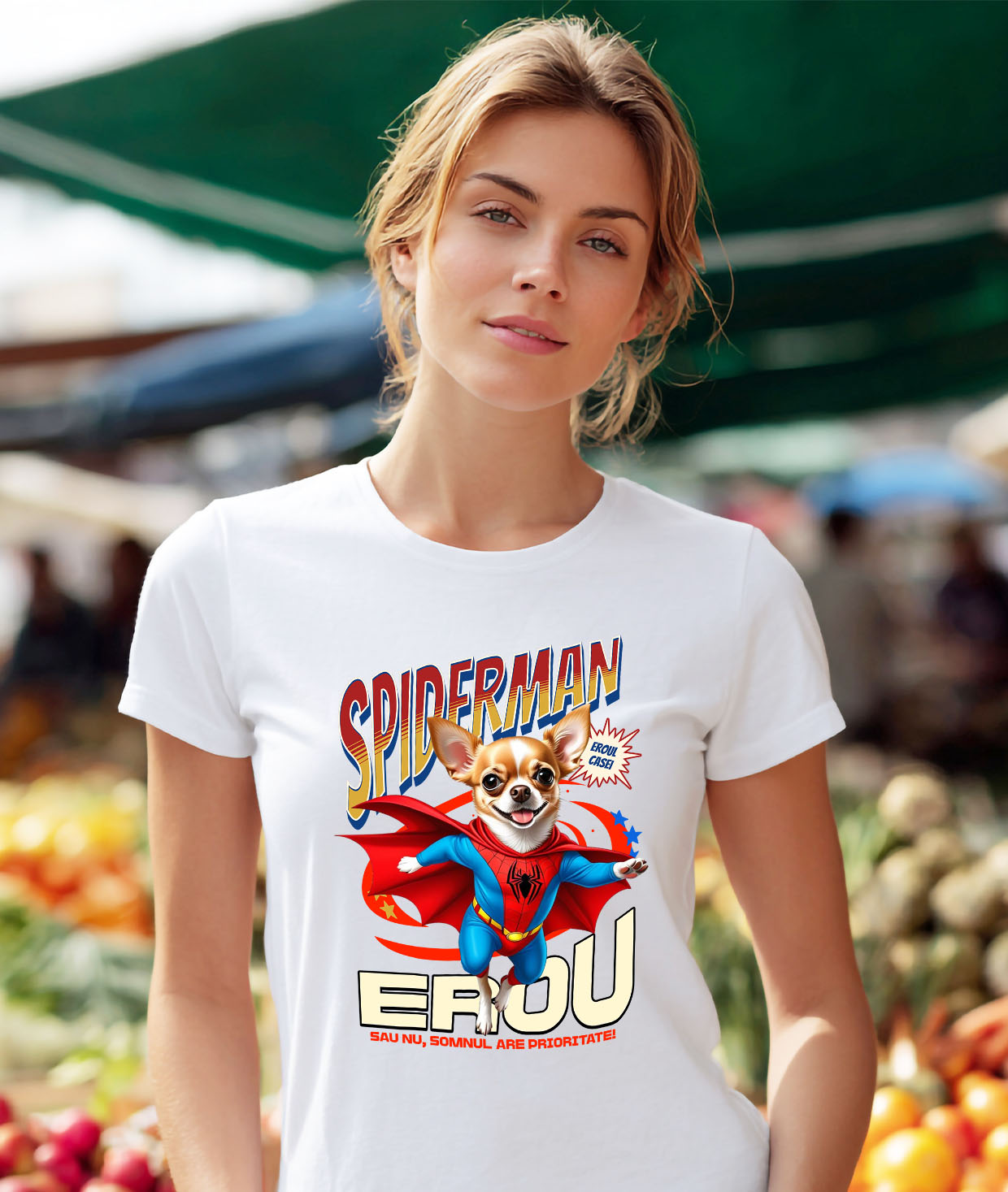 Tricou Femei, Barbati, Copii, Fata, Baiat, Unisex Personalizat Chihuahua în Costum Spider-Man - Cadou Personalizat pentru Copii și Familie [1]