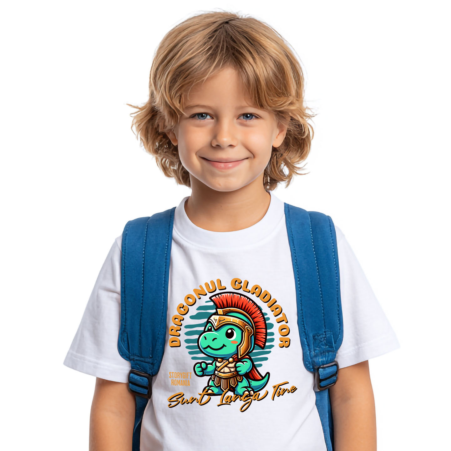 Tricou Femei, Barbati, Copii, Fata, Baiat, Unisex Personalizat Dragon Cu Armură Și Căpă De Gladiator – Cadou Personalizat Pentru Copii [1]