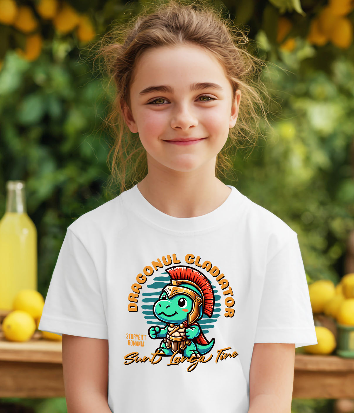 Tricou Femei, Barbati, Copii, Fata, Baiat, Unisex Personalizat Dragon Cu Armură Și Căpă De Gladiator – Cadou Personalizat Pentru Copii [2]