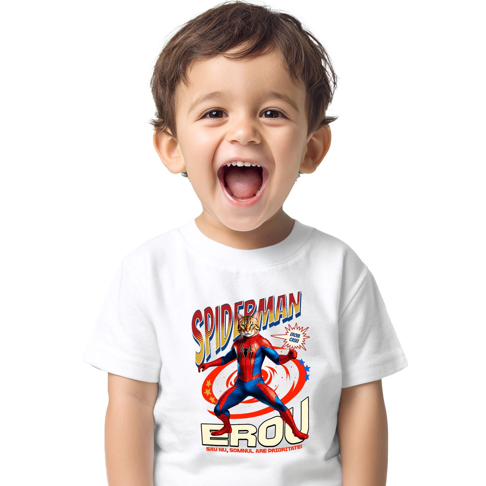 Tricou Femei, Barbati, Copii, Fata, Baiat, Unisex Personalizat Pisică Bengal în Costum Spider-Man cu Pelerină - Cadou Personalizat pentru Iubitorii de Pisici și Copii [1]