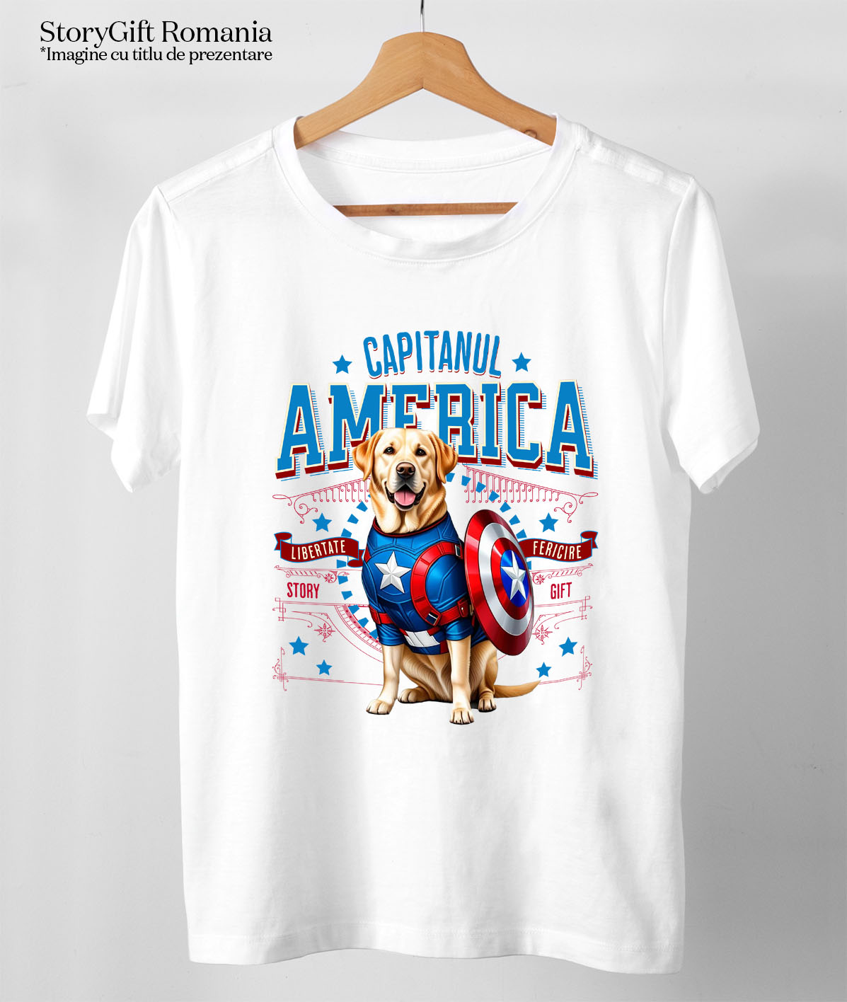Tricou Femei, Barbati, Copii, Fata, Baiat, Unisex Personalizat Labrador în Costum Captain America cu Pelerină - Cadou Personalizat pentru Copii și Iubitorii de Câini [2]