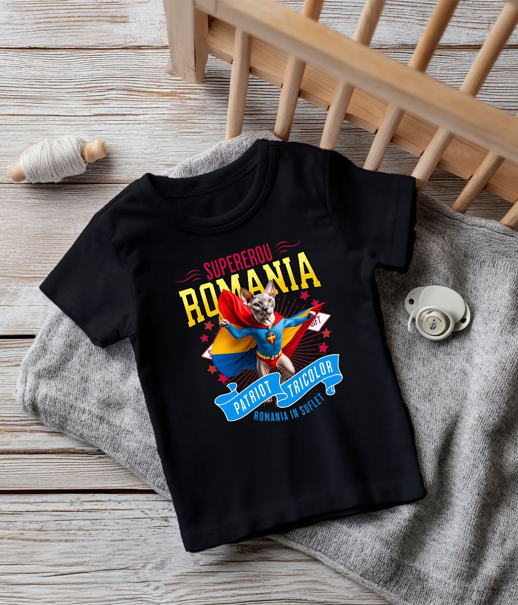 Tricou Femei, Barbati, Copii, Fata, Baiat, Unisex Personalizat Pisica Sphynx în Costum de Căpitan România – Cadou Personalizat Unic pentru Iubitorii de Pisici [4]