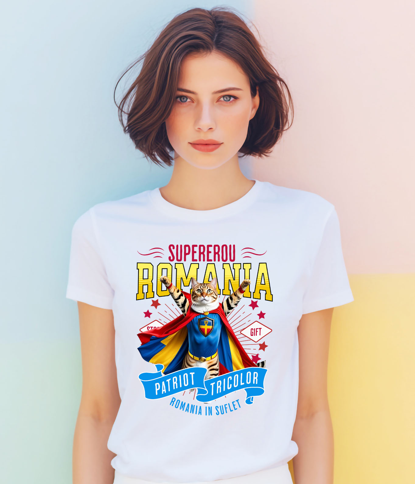 Tricou Femei, Barbati, Copii, Fata, Baiat, Unisex Personalizat Pisica Bengal în Costum de Căpitan România – Cadou Personalizat Unic pentru Iubitorii de Pisici [1]