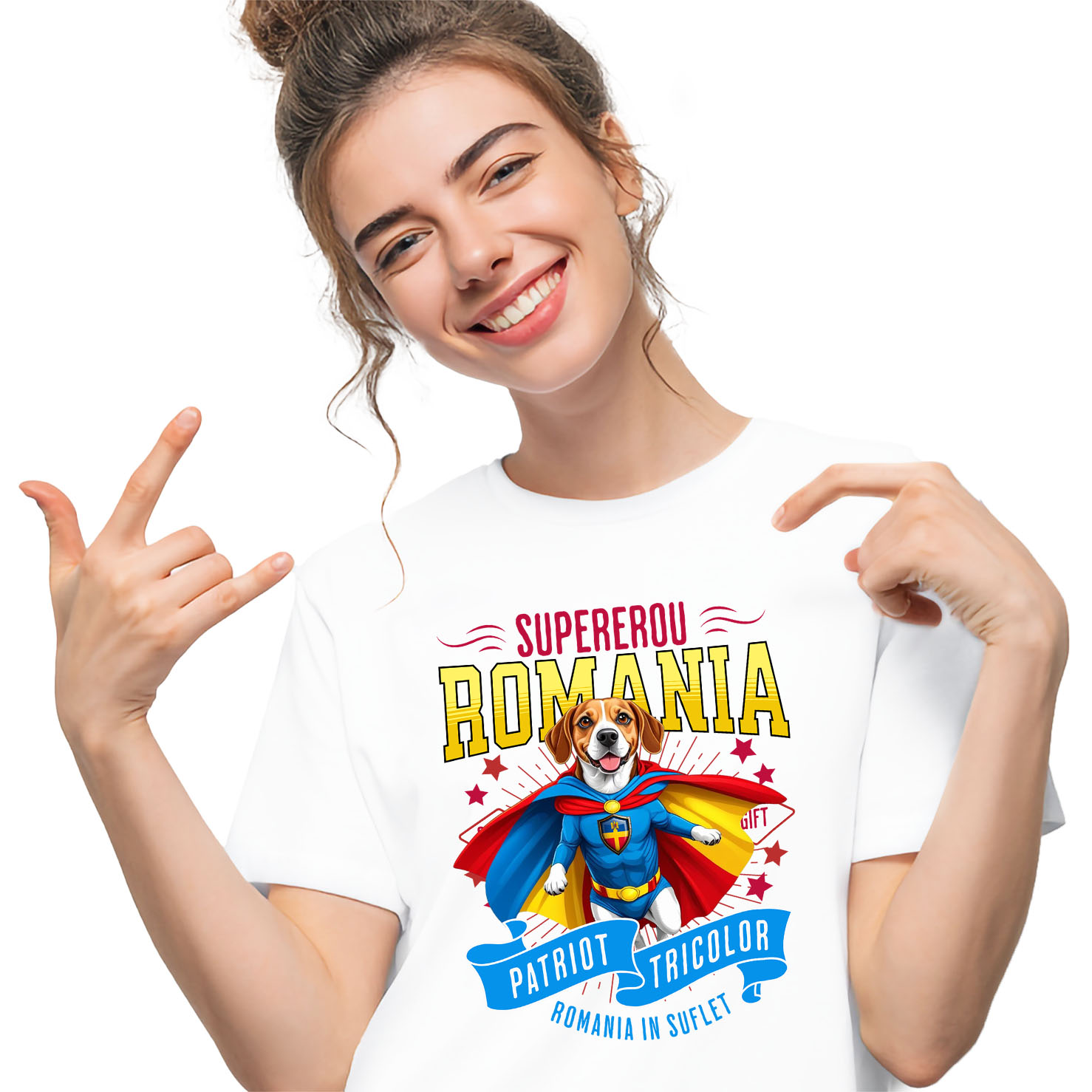 Tricou Femei, Barbati, Copii, Fata, Baiat, Unisex Personalizat Boxer în Costum de Căpitan România – Cadou Personalizat pentru Iubitorii de Câini