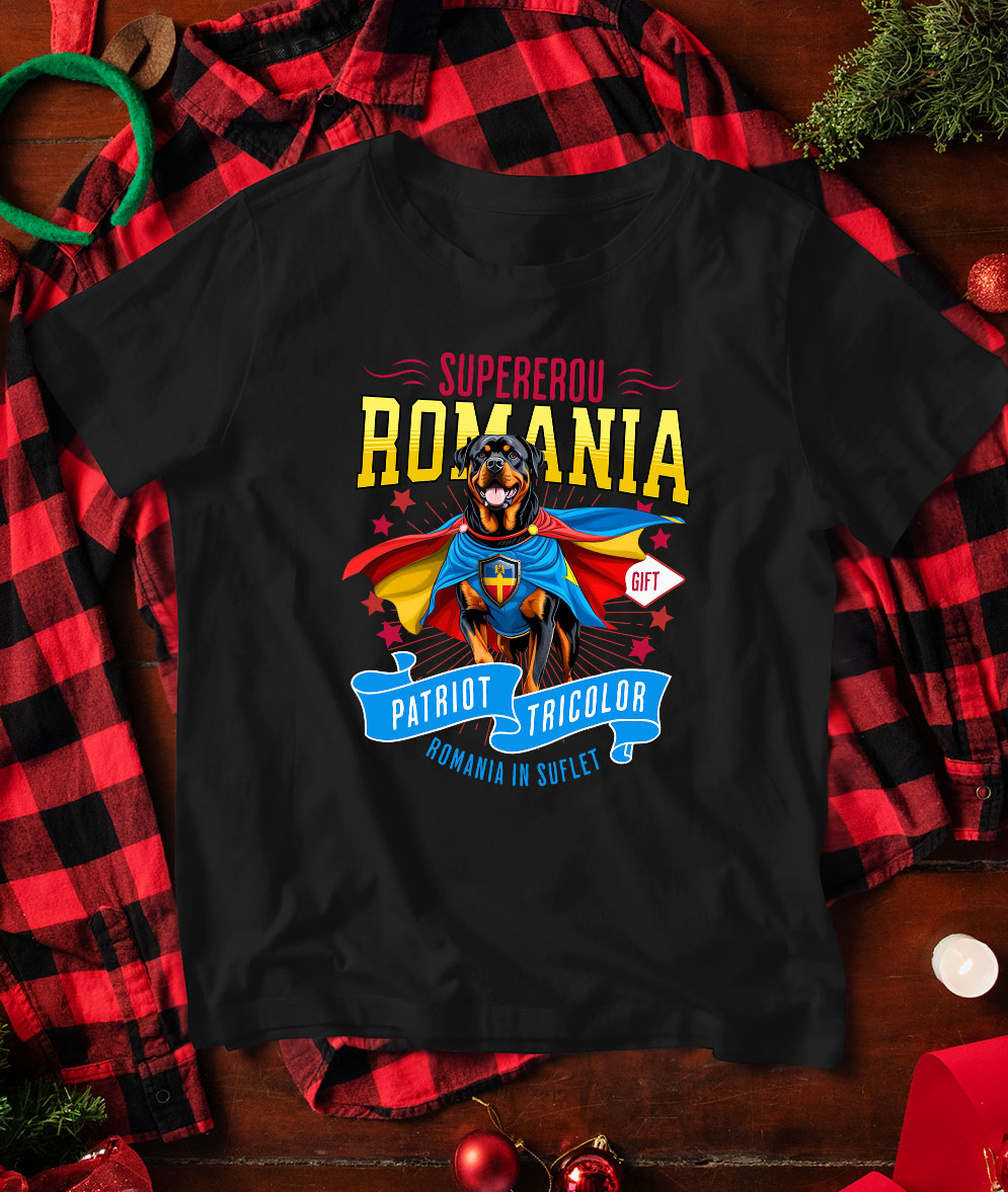 Tricou Femei, Barbati, Copii, Fata, Baiat, Unisex Personalizat Rottweiler în Costum de Căpitan România – Cadou Personalizat pentru Iubitorii de Câini [2]