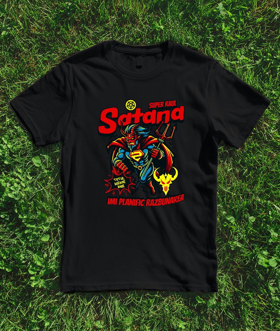 Tricou Femei, Barbati, Copii, Fata, Baiat, Unisex Personalizat Satana Diavol În Costum De Super Erou Cu Coarne Și Coadă – Cadou Personalizat „Îmi Planific Răzbunarea” [2]