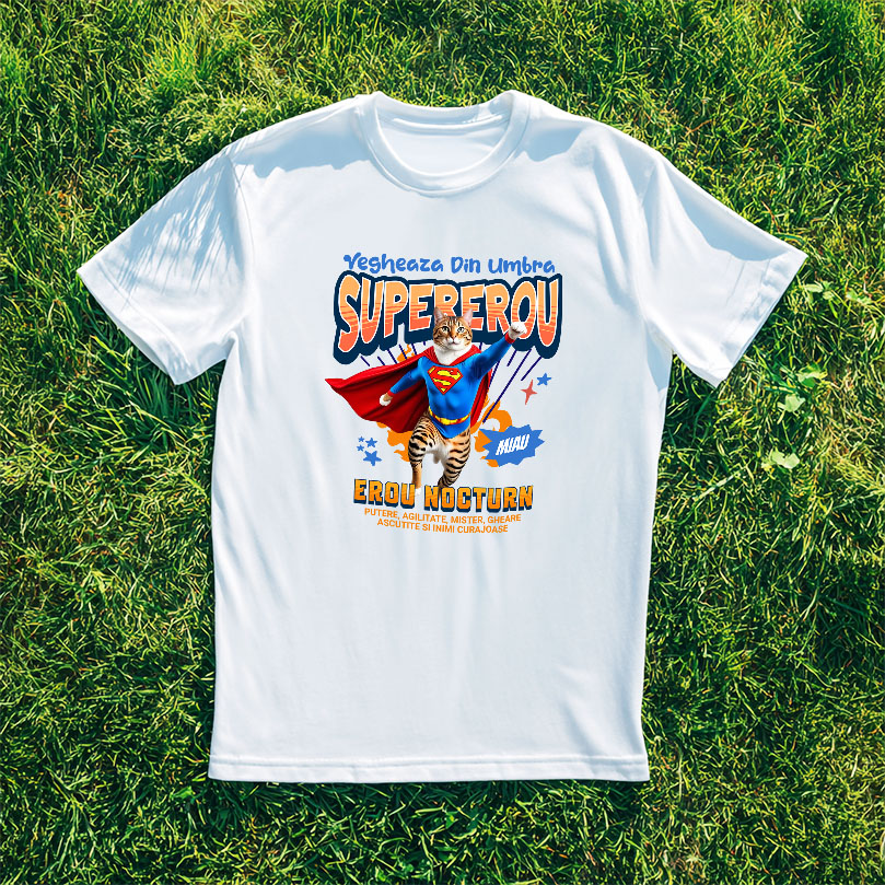 Tricou Femei, Barbati, Copii, Fata, Baiat, Unisex Personalizat Pisică Bengal Supererou – Design Personalizat pentru Iubitorii de Animale și Familie [2]