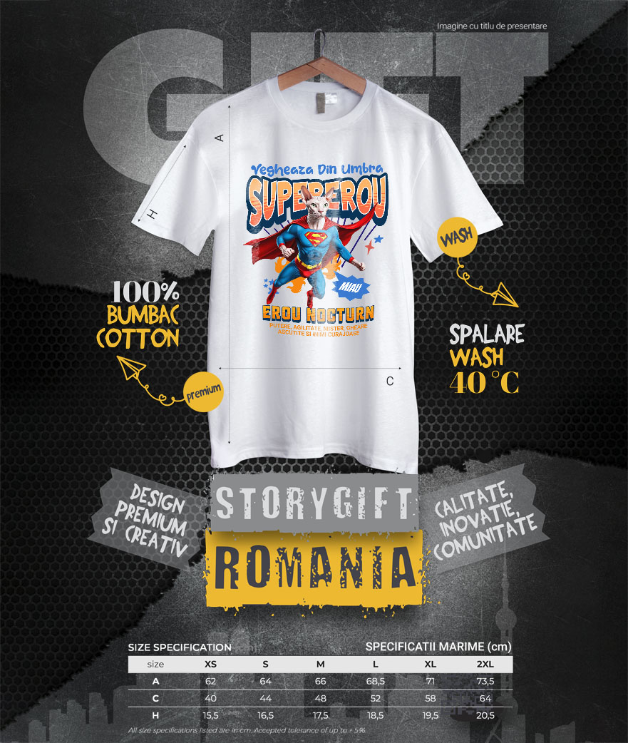 Tricou Femei, Barbati, Copii, Fata, Baiat, Unisex Personalizat Pisică Sphynx Supererou – Design Personalizat pentru Iubitorii de Animale și Familie [3]