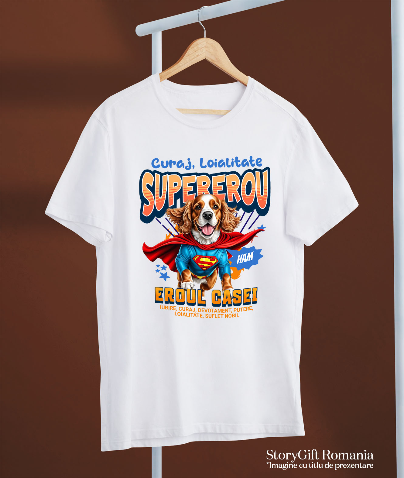 Tricou Femei, Barbati, Copii, Fata, Baiat, Unisex Personalizat Cocker Spaniel în Costum de Superman – Produse Personalizate pentru Copii și Familie [2]