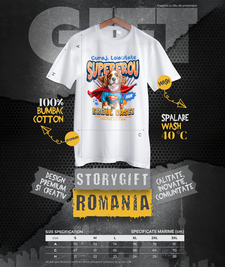 Tricou Femei, Barbati, Copii, Fata, Baiat, Unisex Personalizat Cocker Spaniel în Costum de Superman – Produse Personalizate pentru Copii și Familie [3]