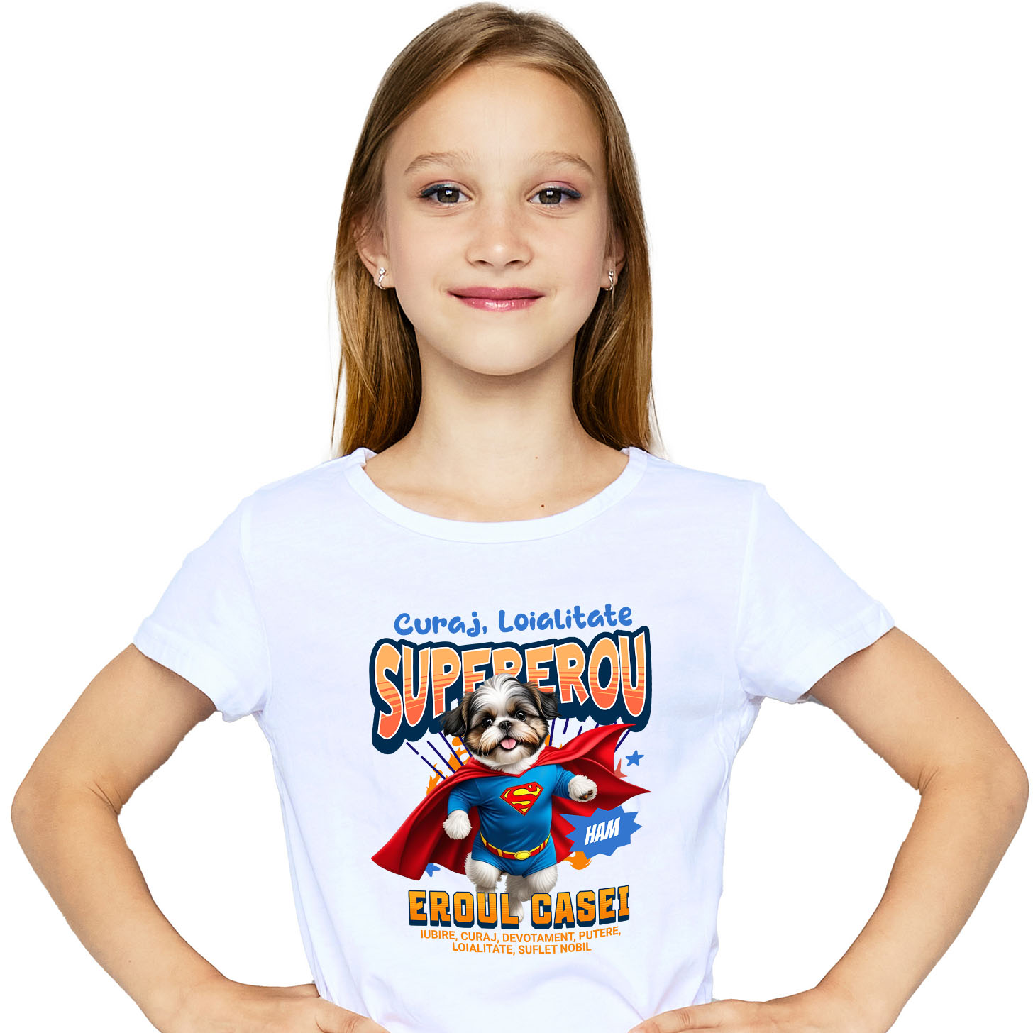 Tricou Femei, Barbati, Copii, Fata, Baiat, Unisex Personalizat Shih Tzu în Costum de Superman – Produse Personalizate pentru Copii și Familie [1]