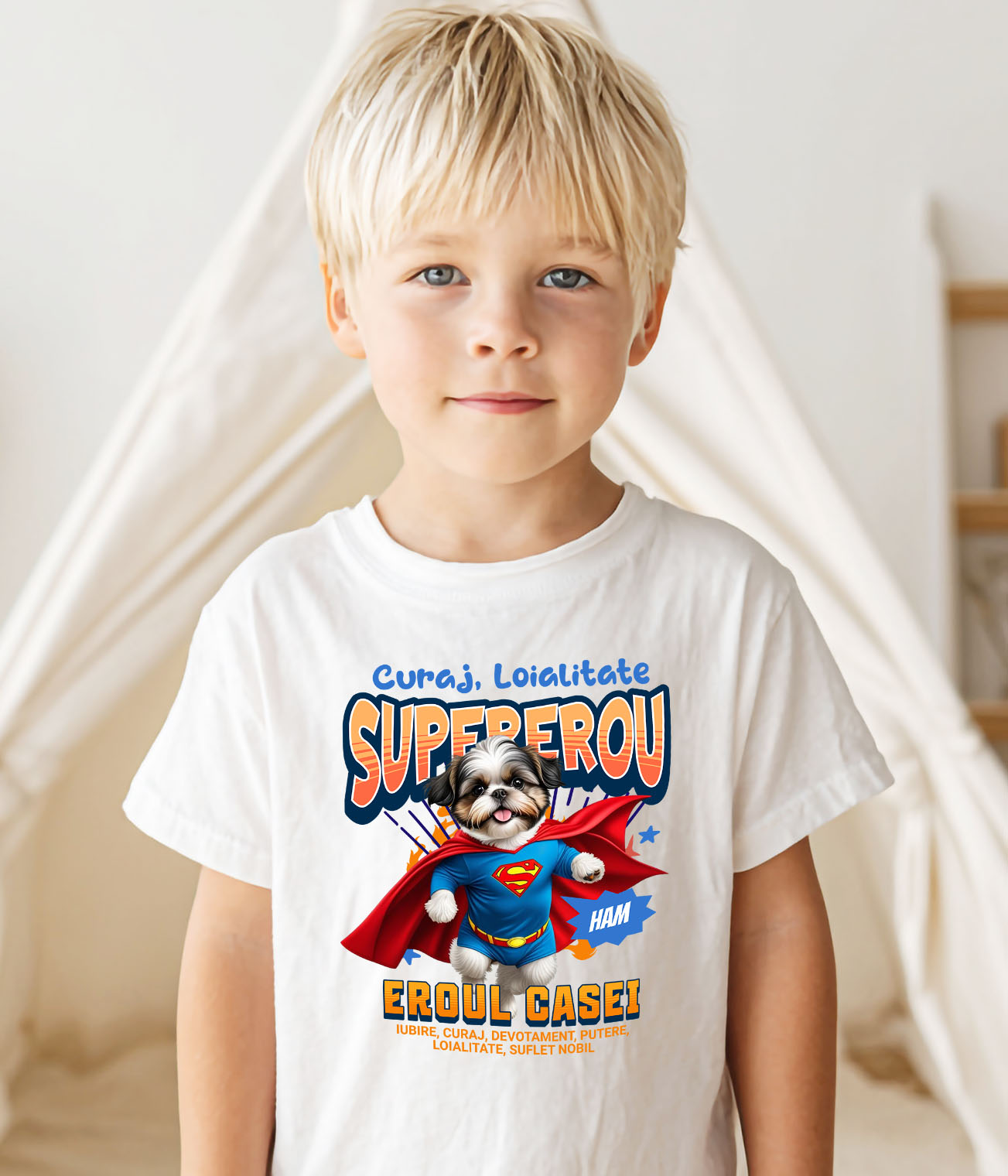 Tricou Femei, Barbati, Copii, Fata, Baiat, Unisex Personalizat Shih Tzu în Costum de Superman – Produse Personalizate pentru Copii și Familie [2]