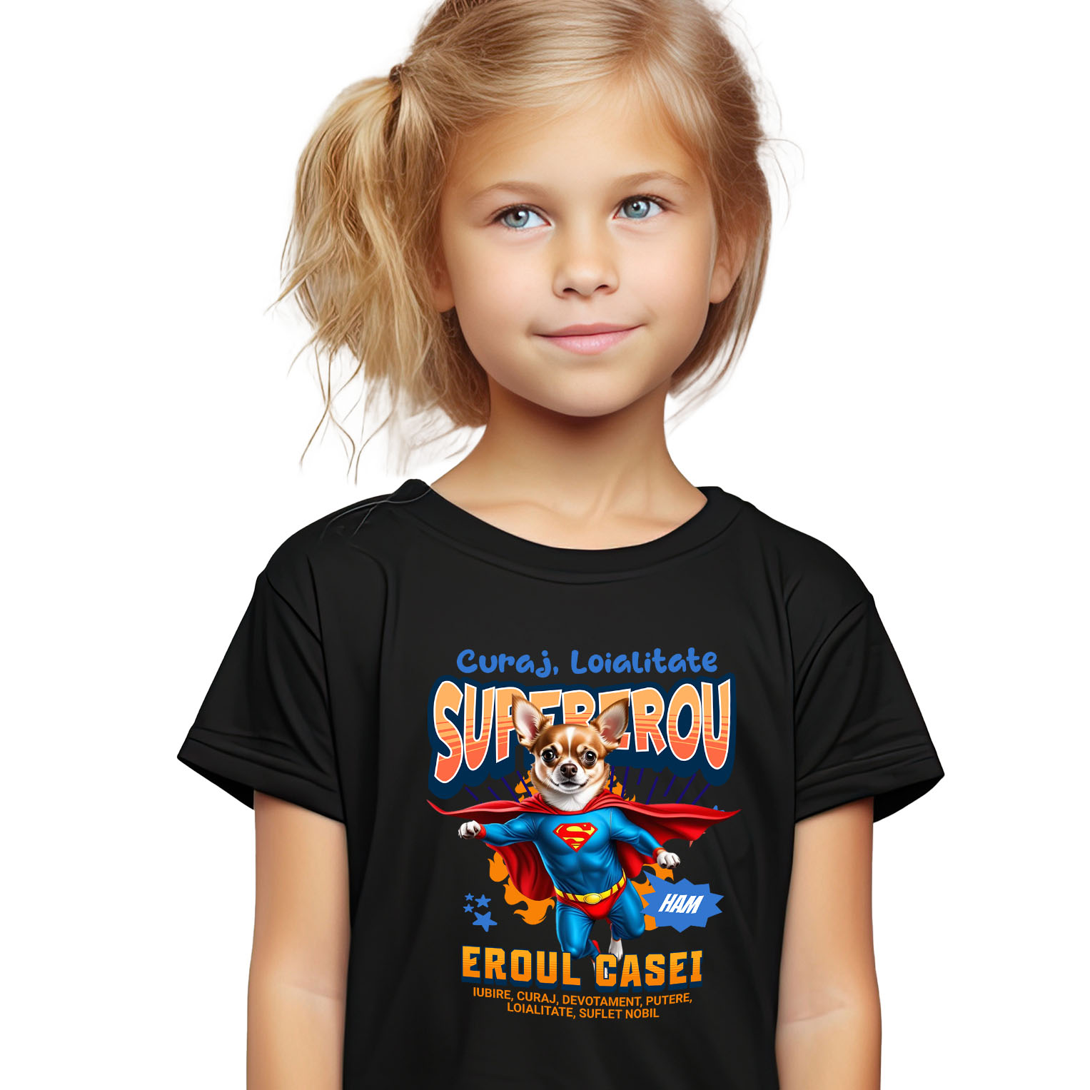Tricou Femei, Barbati, Copii, Fata, Baiat, Unisex Personalizat Chihuahua în Costum de Superman – Produse Personalizate pentru Familie și Copii