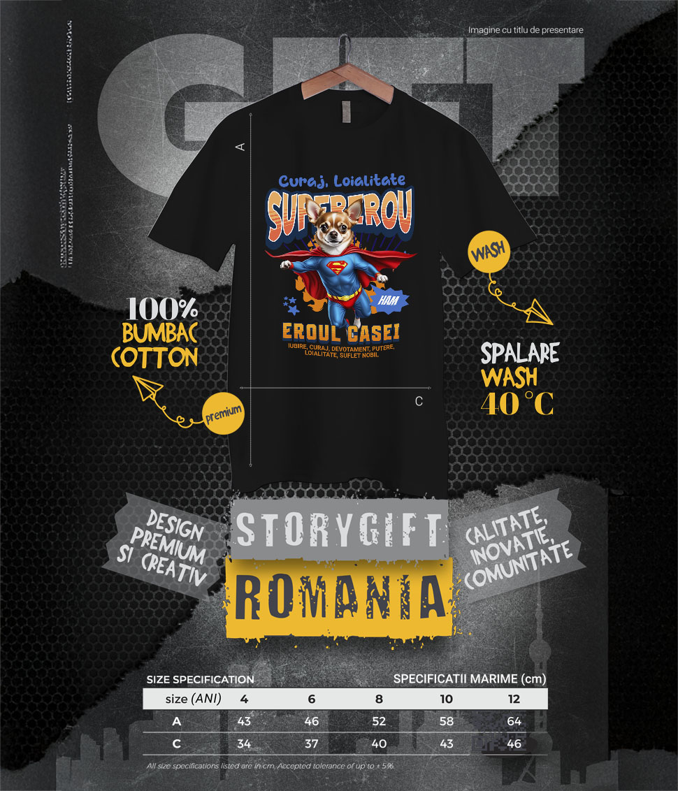 Tricou Femei, Barbati, Copii, Fata, Baiat, Unisex Personalizat Chihuahua în Costum de Superman – Produse Personalizate pentru Familie și Copii [5]