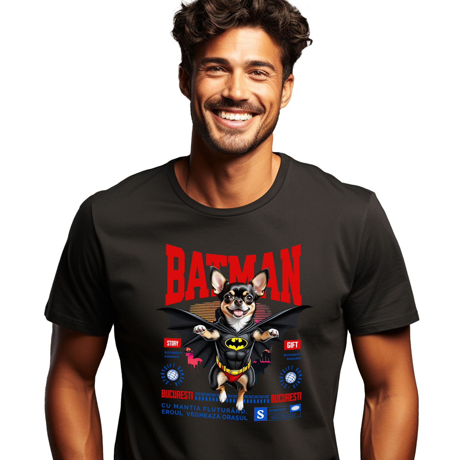 Tricou Femei, Barbati, Copii, Fata, Baiat, Unisex Personalizat Chihuahua În Costum de Batman – Câine Supererou pentru Copii și Iubitorii de Animale