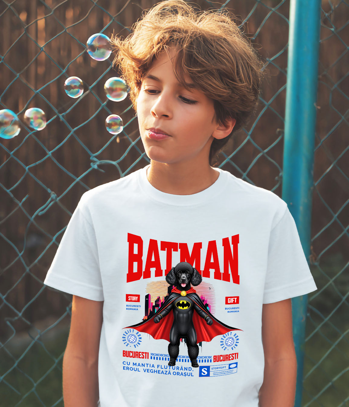 Tricou Femei, Barbati, Copii, Fata, Baiat, Unisex Personalizat Pudel În Costum de Batman – Câine Supererou pentru Copii și Iubitorii de Animale [2]