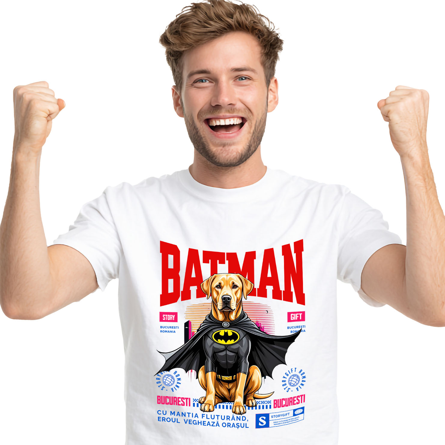 Tricou Femei, Barbati, Copii, Fata, Baiat, Unisex Personalizat Labrador Retriever În Costum de Batman – Câine Supererou pentru Familie și Copii