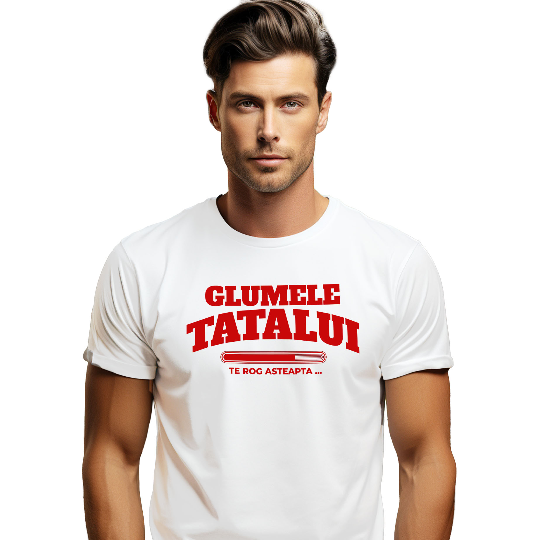 Tata - Tricou Femei, Barbati, Copii, Fata, Baiat, Unisex Personalizat Bara De Încarcare Personalizată „Glumele Tatalui Te Rog Asteapta” – Cadou Amuzant Pentru Tata