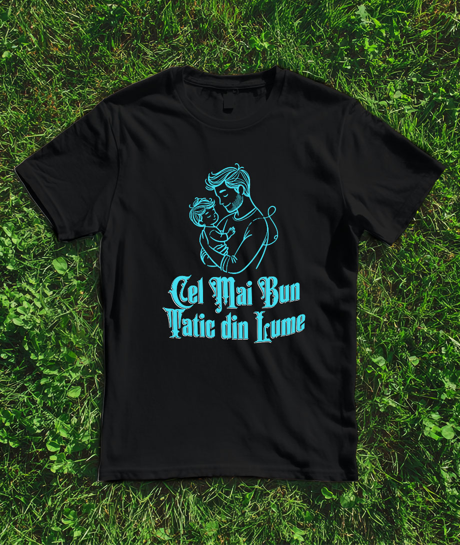 Tricou Femei, Barbati, Copii, Fata, Baiat, Unisex Personalizat Silueta Tata și Copil „Cel Mai Bun Tatic Din Lume” – Cadou Personalizat Pentru Tati și Familie [2]