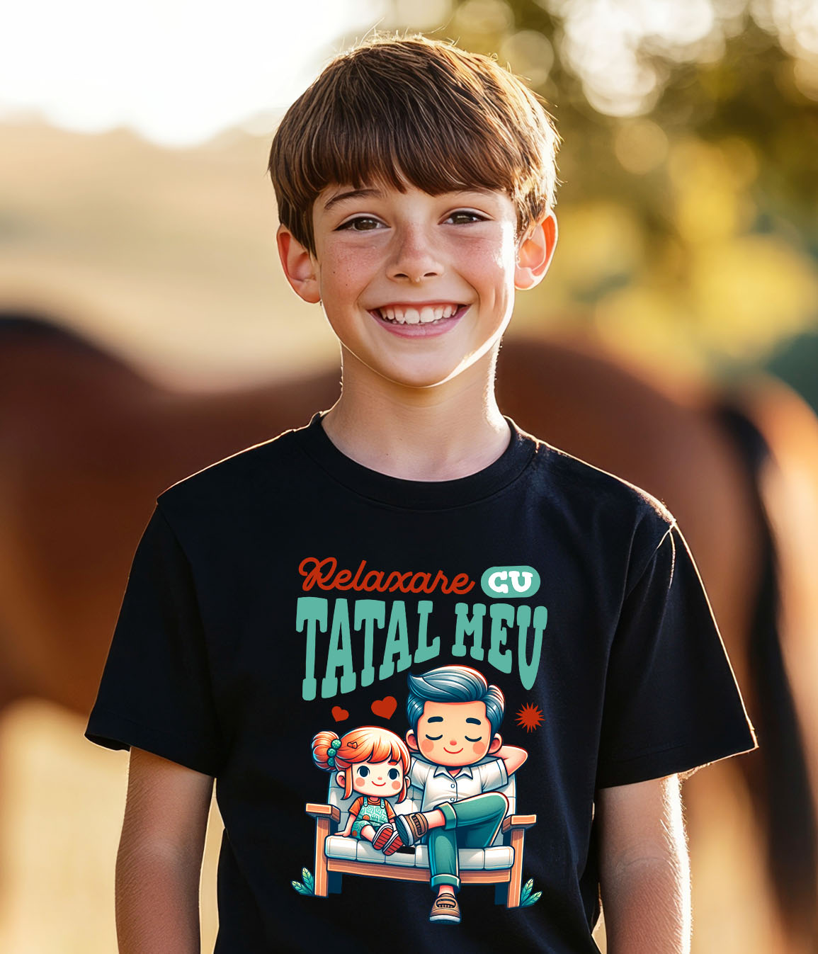 Tricou Femei, Barbati, Copii, Fata, Baiat, Unisex Personalizat Tata și Fiica Pe Bancă „Cu Tatal Meu” – Cadou Personalizat Familie și Relaxare [2]