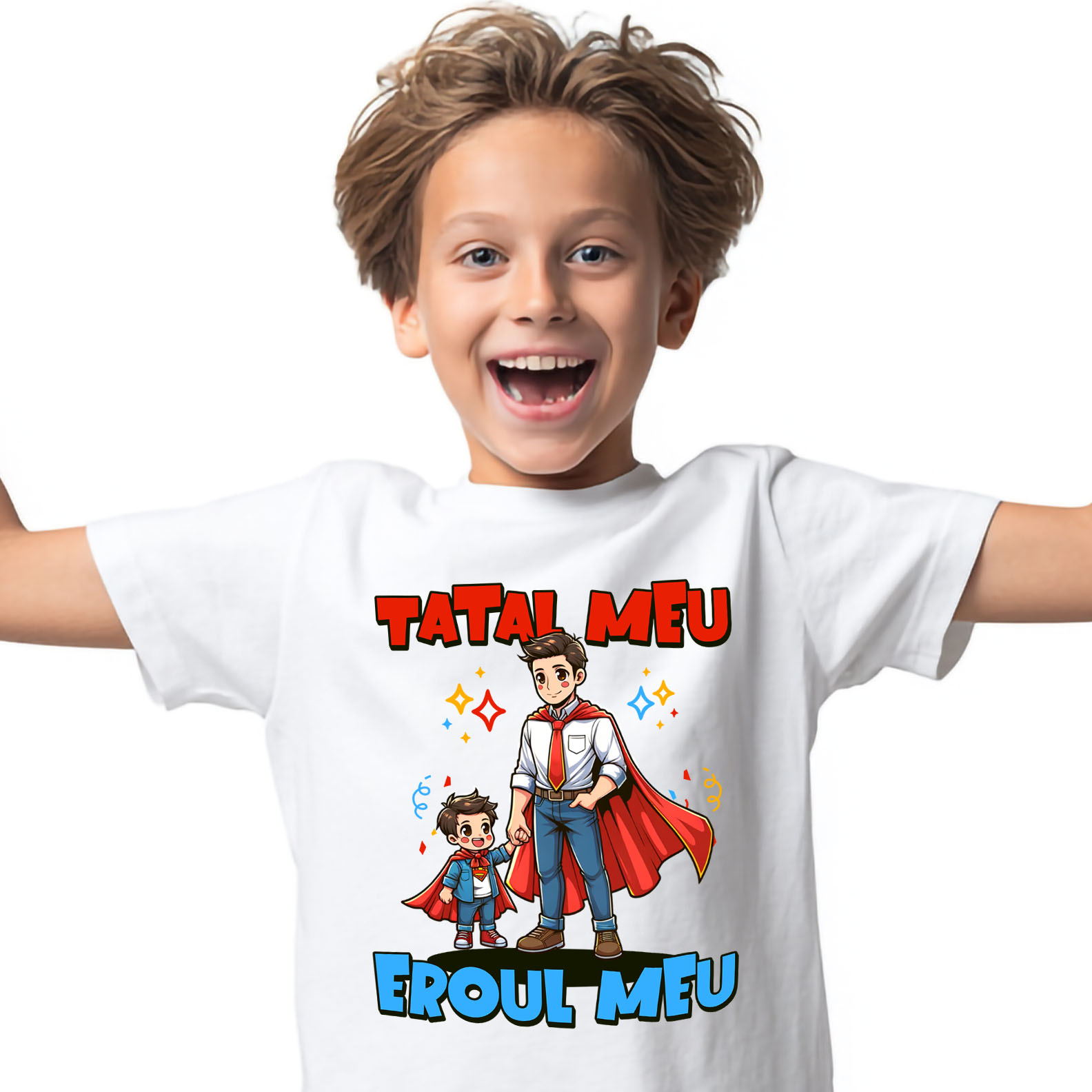 Tricou Femei, Barbati, Copii, Fata, Baiat, Unisex Personalizat Cadouri Personalizate Super Erou pentru Tata și Copii | Momente De Neuitat Familie