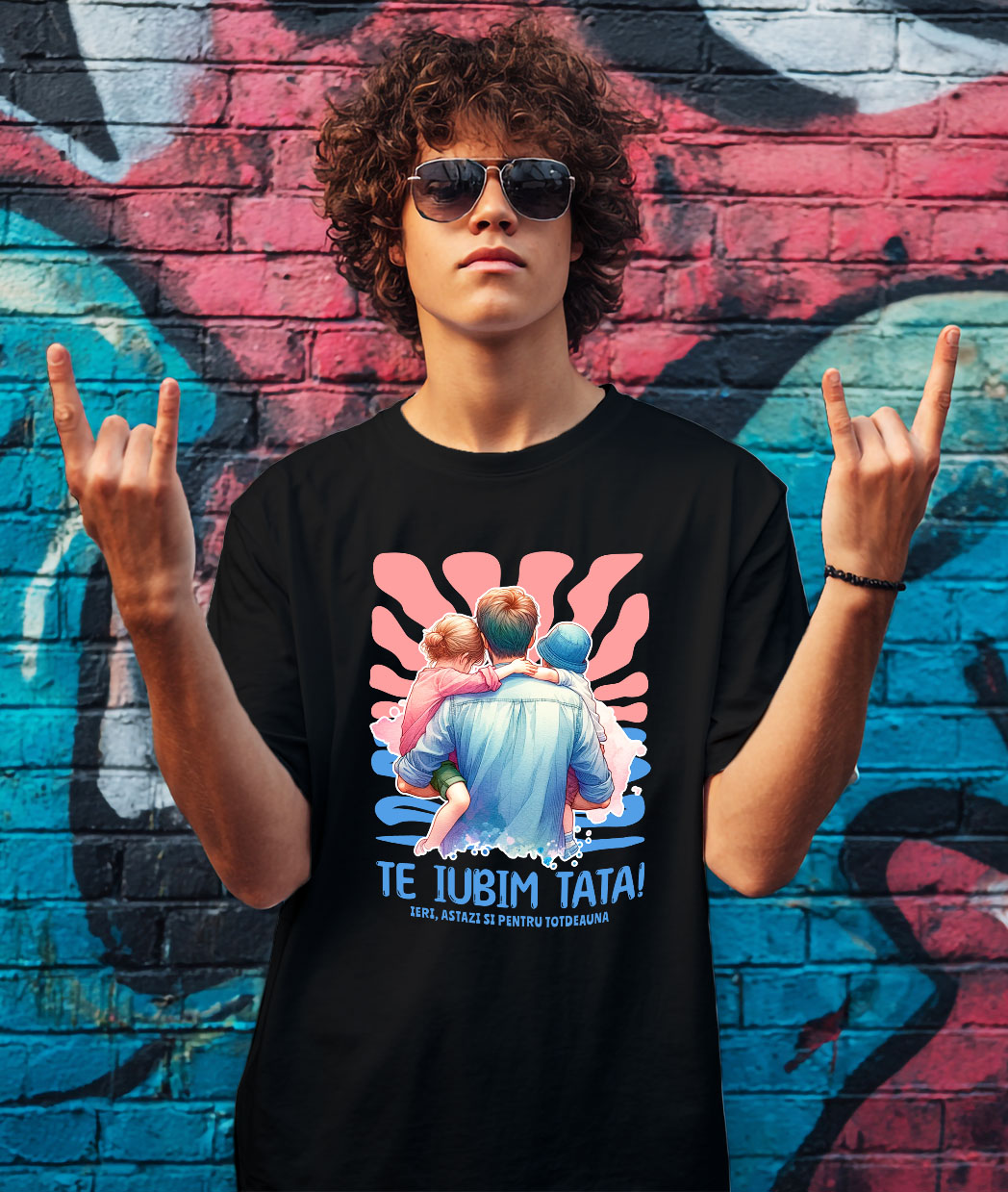 Tricou Femei, Barbati, Copii, Fata, Baiat, Unisex Personalizat Cadouri Personalizate Tata și Fiul | Portret Unic, Tatal Este Mereu Familie [1]