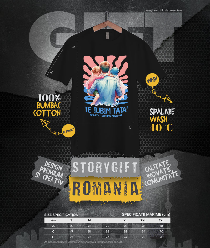 Tricou Femei, Barbati, Copii, Fata, Baiat, Unisex Personalizat Cadouri Personalizate Tata și Fiul | Portret Unic, Tatal Este Mereu Familie [3]