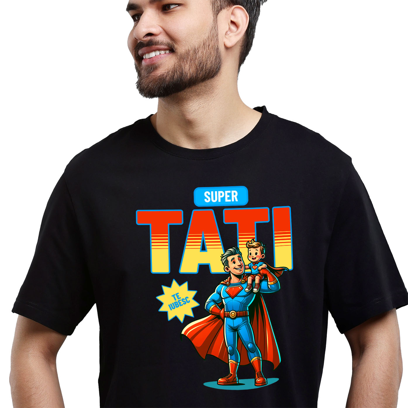 Tata - Tricou Femei, Barbati, Copii, Fata, Baiat, Unisex Personalizat Cadouri Personalizate Tata și Copii | Costum Superman, Eroul Meu, Iubire și Dragoste