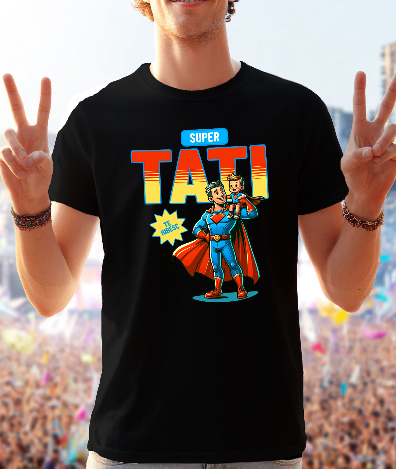 Tricou Femei, Barbati, Copii, Fata, Baiat, Unisex Personalizat Cadouri Personalizate Tata și Copii | Costum Superman, Eroul Meu, Iubire și Dragoste [1]