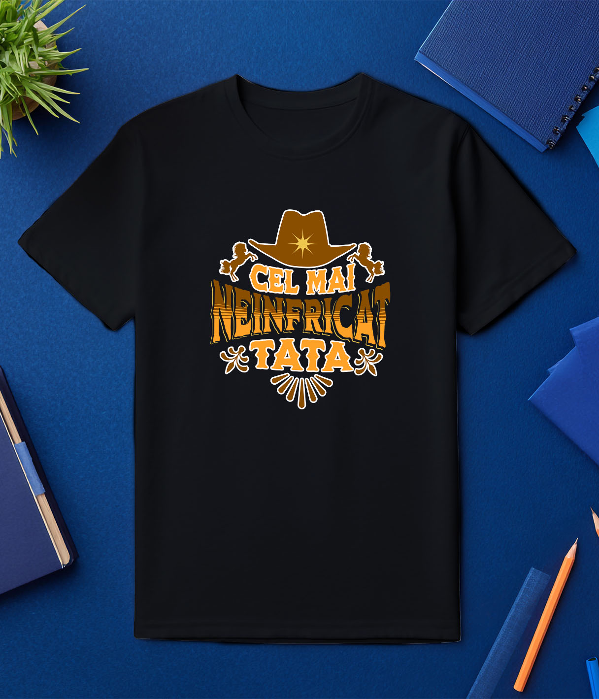 Tricou Femei, Barbati, Copii, Fata, Baiat, Unisex Personalizat Cadouri Personalizate Tata și Copii | Pălărie Cowboy, Cel Mai Neinfricat Tata, Dragoste [2]