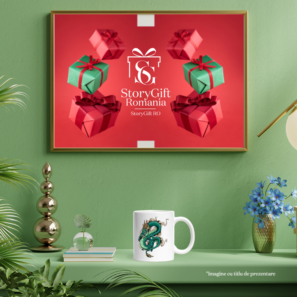 Cana Cu Dragon, Fum, Nor, Asiatic, Multicolor 330 ml, Ceramica cu Maner Alb [4]