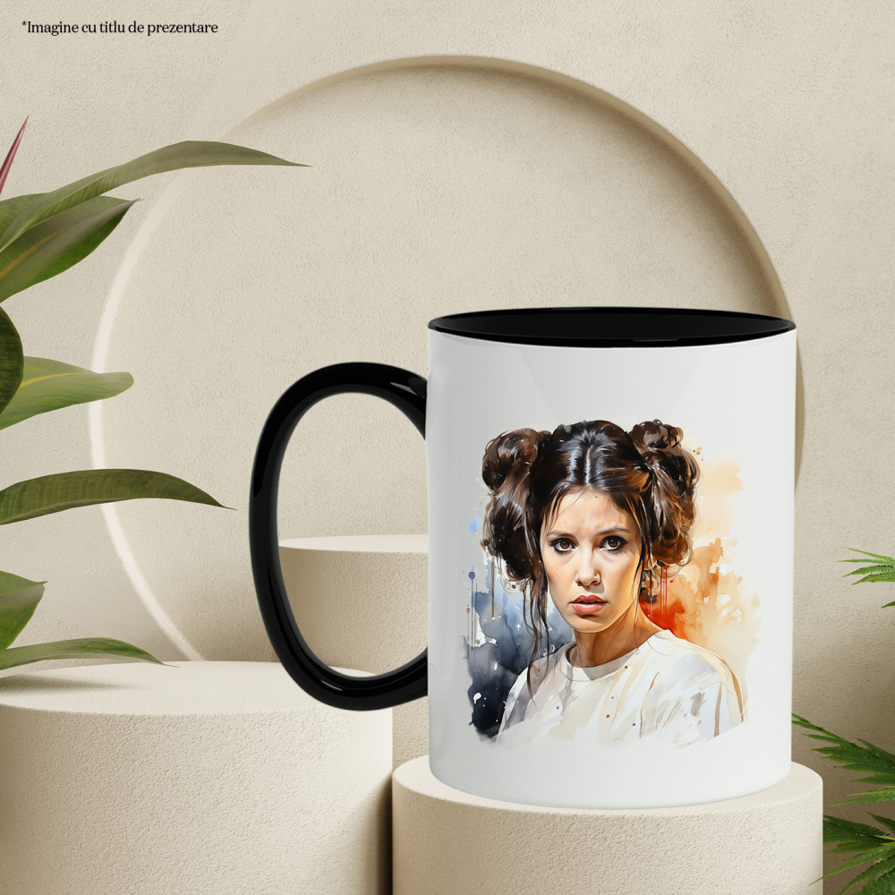 Cana_900_B	Cana Cu Printesa Leia, Sci Fi, Jedi, Star Wars, Lider, Portret, Multicolor 330 ml, Ceramica cu Maner Negru	"<p>Cana Cu Printesa Leia, Sci Fi, Jedi, Star Wars, Lider, Portret, Multicolor 330 [1]