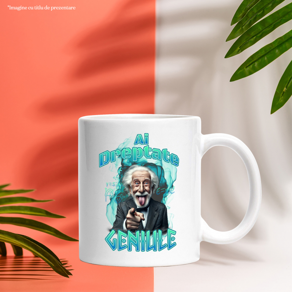 Cana ai dreptate geniule Albert Einsten matematica, 330ml, Ceramic cu Maner Alb [3]