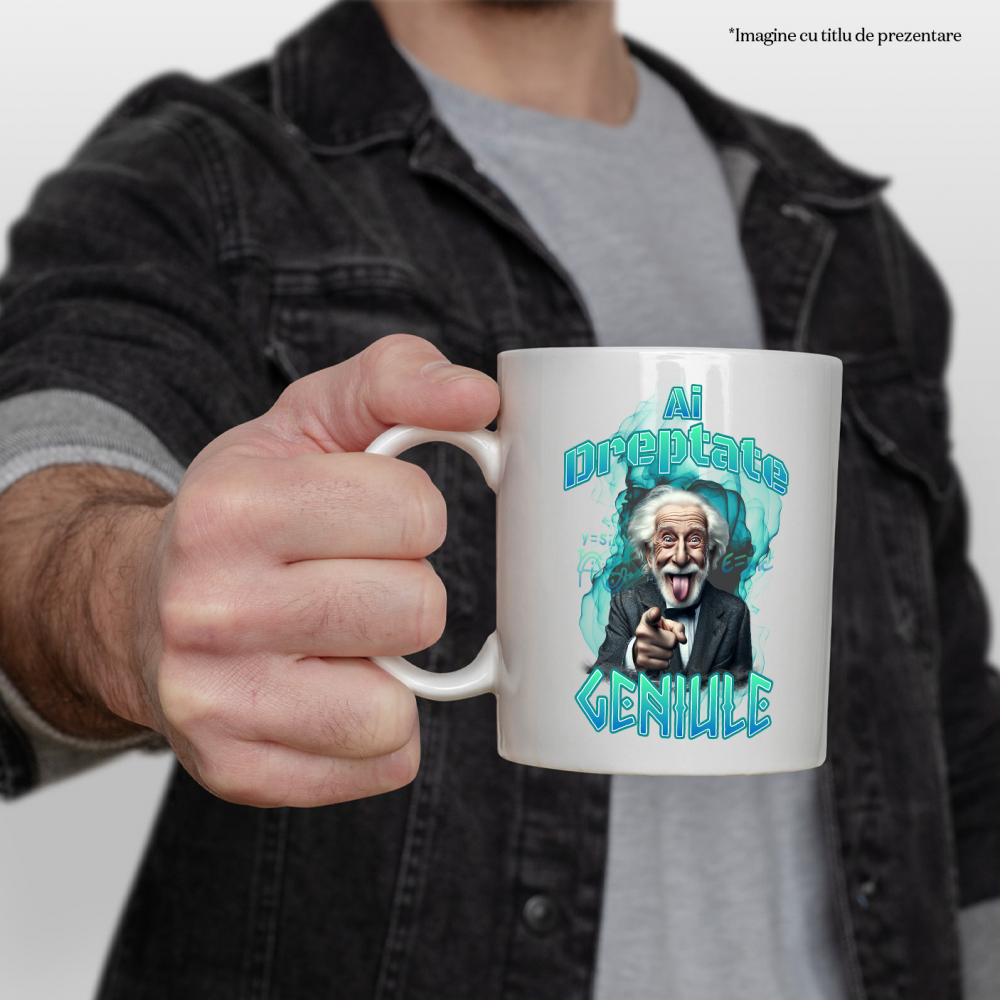 Cana ai dreptate geniule Albert Einsten matematica, 330ml, Ceramic cu Maner Alb [2]