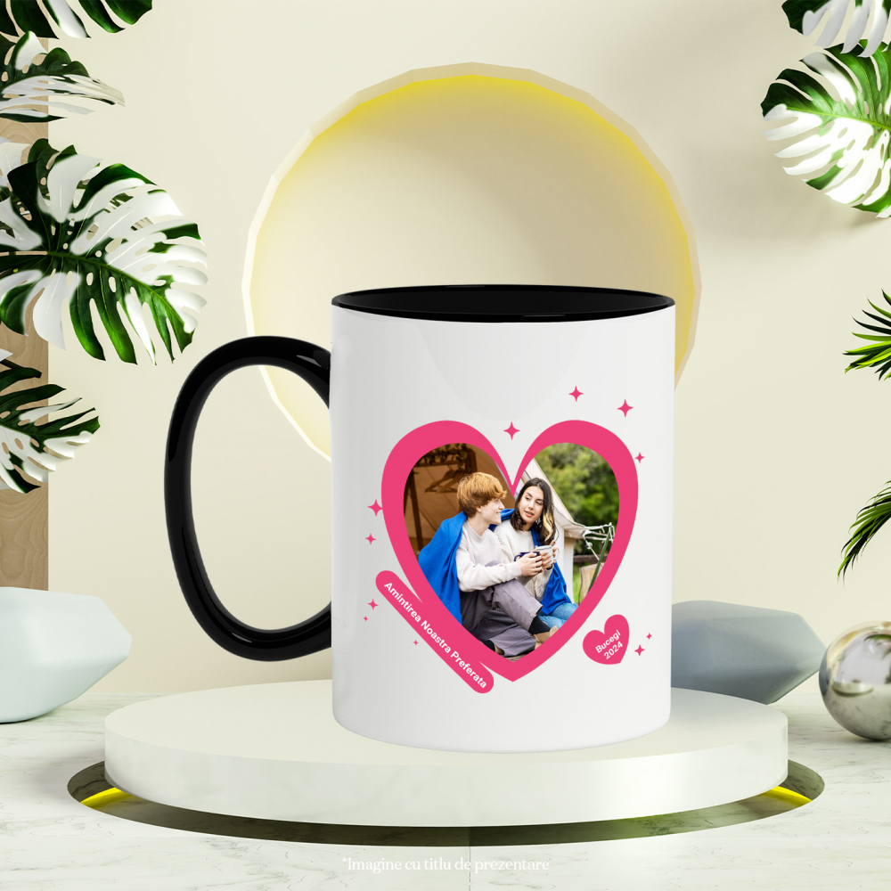 Cana Cadru Romantifc Inima, Mesaj Special, Valentine's Day, Dragoste cu Maner si Interior Negru [3]
