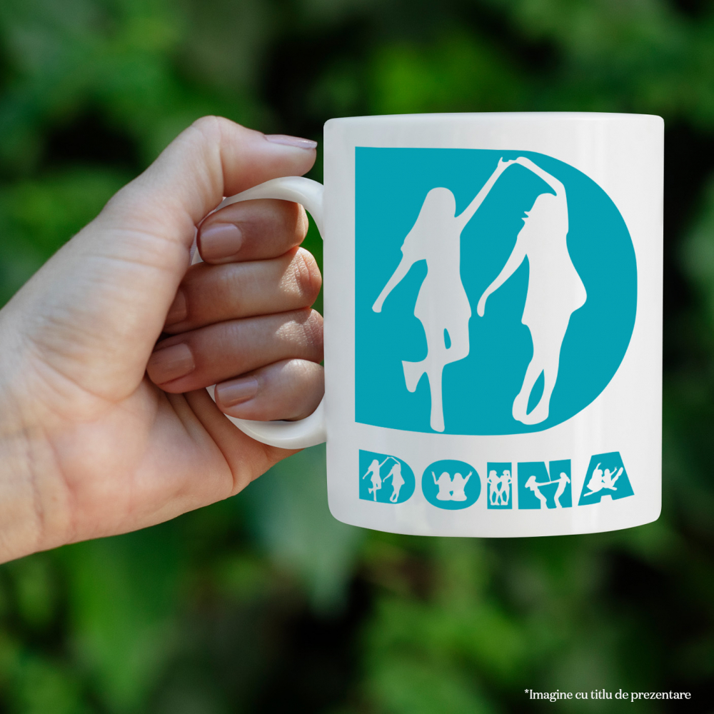 Cana Cele mai bune Prietene, Text Nume Personalizat, Fete, Culoare Albastru, Cu Litera, 330ML, Ceramica, Cu Maner si Interior Alb [2]