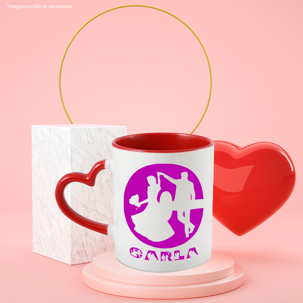 Cana Cerere casatorie, Nunta, Text Nume Personalizat, Valentine's day, Culoare Mov, Cu Litera, 330ML, Ceramica, Cu Maner Inima Rosie si Interior Rosu [3]
